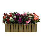 Nettenevime Yapay Çiçek Gold Çit Balkon Saksısı Renkli Açelya Çiçekli 55*20cm Çok Renkli