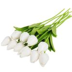 nettenevime Yapay Çiçek Islak Lale Gerçeksi Doku 10lu BEYAZ
