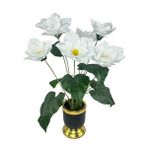 Nettenevime Yapay Çiçek Islak Manolya Çiçeği 6 Çiçekli 65cm Gold Siyah Darbuka Galvaniz Vazoda Salon Çiçeği Yeşil