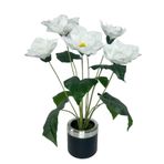 Nettenevime Yapay Çiçek Islak Manolya Çiçeği 6 Çiçekli 65Cm Gümüş Halkalı Galvaniz Vazoda Salon Çiçeği