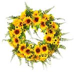 Nettenevime Yapay Çiçek Kapı Süsü Ay Çiçeği Ve Kuşkonmaz Sunflower Yılbaşı Kapı Çelengi