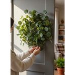 Nettenevime Yapay Çiçek Kapı Süsü Yeşil Okaliptus 50CM Yılbaşı Kapı Çelengi