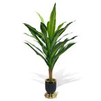 nettenevime Yapay Çiçek Kılıç Yukka Ağacı 115cm Salon Bitkisi Siyah Gold Galvaniz Vazoda