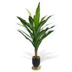 nettenevime Yapay Çiçek Kılıç Yukka Ağacı 115cm Salon Bitkisi Siyah Gold Galvaniz Vazoda