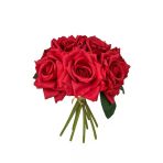 Nettenevime Yapay Çiçek Kırmızı Gül 10Lu Demet Gelin Çiçeği Buketi Masa Üstü Vazo Çiçeği 25Cm