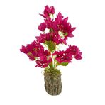 nettenevime Yapay Çiçek Kütük Saksılı Fuşya Begonvil Dekoratif Masa Çiçeği 40*20cm