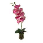 nettenevime Yapay Çiçek Kütük Saksılı Tekdal Orkide PEMBE 50*30cm