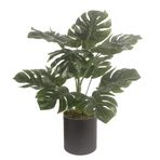 nettenevime Yapay Çiçek Monstera Deve Tabanı Siyah Saksılı Salon Çiçeği 15 Yaprak