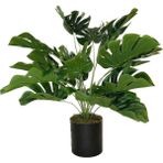 nettenevime Yapay Çiçek Monstera Deve Tabanı Siyah Saksılı Salon Çiçeği 18 Yaprak 58cm