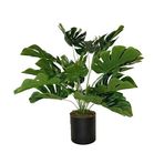 nettenevime Yapay Çiçek Monstera Deve Tabanı Siyah Saksılı Salon Çiçeği 18 Yaprak 58cm
