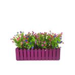Nettenevime Yapay Çiçek Mor Çit Balkon Saksısı Renkli Mineli Şimşir Çiçekli 55*35cm Çok Renkli
