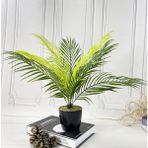 nettenevime Yapay Çiçek Palmiye Siyah Plastik Saksılı Areka Yapay Bitki Salon Çiçeği 9 Yaprak 50cm