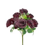 nettenevime Yapay Çiçek Pastel Bordo Şakayık 9 Dallı 7 Güllü Büyük Boy Demet 40cm