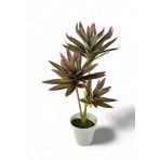 Nettenevime Yapay Çiçek Pembe Yukka Ağacı 60cm 3Dal Salon Çiçeği Beyaz Saksılı Yapay Bitki