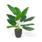 nettenevime Yapay Çiçek Saksıda Yeşil Muz Yapraklı 12Dal 50cm Salon Çiçeği Yapay Bitki