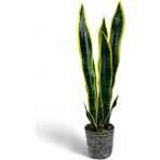 Nettenevime Yapay Çiçek Saksılı Yeşil Kılıç Çiçeği 68cm Salon Çiçeği Gri Seramik Saksılı Yapay Bitki - Sarı
