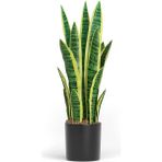 nettenevime Yapay Çiçek Saksılı Yeşil Kılıç Çiçeği Dal 68cm Salon Çiçeği Metal Mat Siyah Saksılı Yapay Bitki
