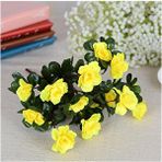Nettenevime Yapay Çiçek Sarı Açelya Demeti 7 Dallı 33*20cm Renksiz