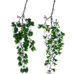 Nettenevime Yapay Çiçek Sarkan Doğal Dallı 2li Set Mix Kozalak Çiçeği Ve Fejka 70cm Yapay Sarmaşık Yeşil