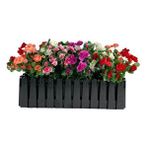 Nettenevime Yapay Çiçek Siyah Çit Balkon Saksısı Renkli Açelya Çiçekli 55*20cm Çok Renkli