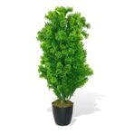 nettenevime Yapay Çiçek Siyah Saksıda Yeşil Fesleğen Bonsai Ağacı 55cm