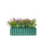 nettenevime Yapay Çiçek Yeşil Gold Çit Balkon Saksısı Renkli Mineli Şimşir Çiçekli 55*35cm