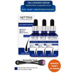 NETTENS Saç Dökülmesine Karşı Güçlendirici Hızlı Saç Uzatan Saç Teli Çıkaran Saç Serumu 3'lü Set + Roller