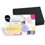 Netuno 50 adet Bristol karton, siyah, DIN A6, 105 x 148 mm, 250 g, siyah dizin kartları, boş kart seti, renkli el işi kağıdı, kalın karton kağıt, renkli yaratıcı karton, a6 renkli