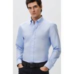 Network Slim Fit Mavi Non-iron Oxford Gömlek