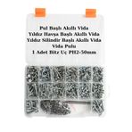 Netzerkoz 800 adet 15 çeşit YSB, YHB, Pulbaş Akıllı Vida Seti ve Pul Seti ( Matkap Uçlu Vida) - PH Bitz Uç