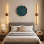 Netzy Modern Kablosuz Pilli LED Aplik, Cognac Ember™ Rustik Bakır 70 cm, Gün Işığı, 1 Adet 9V Pil Dahil, Montajsız Dekoratif Duvar Lambası