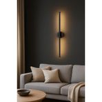 Netzy Modern Kablosuz Pilli LED Aplik, Obsidian Noir™ Simli Siyah 70 cm, Gün Işığı, 1 Adet 9V Pil Dahil, Montajsız Dekoratif Duvar Lambası