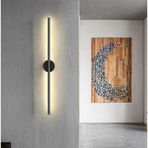 Netzy Modern Kablosuz Pilli LED Aplik, Siyah 70 cm, Gün Işığı, 1 Adet 9V Pil Dahil, Montajsız Dekoratif Duvar Lambası