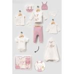 NEU KIDS Kutulu-Tavşan Yenidoğan Kıyafetleri 10'lu Hastane Çıkış Setleri Nakışlı %100 Pamuk Zıbın Set - Mor