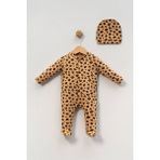 NEU KIDS Organik Leopar Baskılı Şapkalı Uyku Tulumu Bebek Erkek Bebek 2 Parça 0-3 Ay %100 Pamuk - 0 - 3 Ay - Açık Hardal