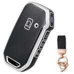 NEUHOO Araç aksesuarı Kia EV6 2021-2024 2025 ile uyumlu anahtar kılıfı ve anahtarlık, anahtar kılıfı silikon anahtar kartı kılıfı, siyah-1, S