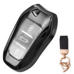 NEUHOO Citroen C3 Aircross CC24 2024-2025 için araç aksesuarı, anahtar kılıfı ve anahtarlık, anahtar kılıfı silikon anahtar kartı kılıfı (siyah)