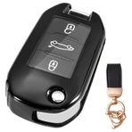NEUHOO Citroen C4 Cactus 2014-2020 için Araba Aksesuarı Anahtar Kılıfı ve Anahtarlık, Anahtar Kılıfı Silikon Anahtar Kartı Kılıfı (Siyah)
