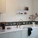 neukids Kendinden yapışkanlı bordür, kendin yap süpürgelik, siyah bordür, mutfak aletleri deseni, duvar bordürleri, oturma odası, banyo, mutfak tavanı, dekorasyon, duvar kağıdı bordürü