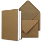 NEUSER PAPIER Nostaljik Kraft Kağıt Kart Seti Zarflı ve Ekstra Ekstra Ekleme Levhaları Hediye Kutusunda I 25 Set I Geri Dönüştürülmüş Kartlar Doğal Kahverengi I DIN A6/C6