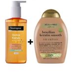 Neutrogena 200 ml Günlük Yüz Temizleme Jeli + OGX Sülfatsız Keratin Smooth 385 ml Şampuan