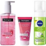 Neutrogena Canlandırıcı Yüz Tem.jeli 200ML&VISIBLY Pembe Peeling Jel 150ML&NIVEA Detox Yüz Yıkama KÖP.150ML