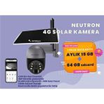 Neutron 3Mp 360 Derece 1 Yıllık Sim Kart + Hafıza Kartı Dahil 4.5G, 64Gb Sd Kart Dış Mekan Solar Güneş Panelli Kamera