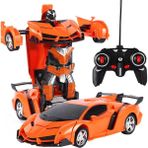 Neuygun Uzaktan Kumandalı Şarjlı Robota Dönüşen Araba Işıklı 1/18 Ölçek Transformers Robota Dönüşen Oyuncak Araba - Turuncu