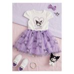 Neva Baby Boutique Beyaz Kız Çocuk Kuromi Baskılı Tüllü Tütü Kısa Kollu Elbise – Doğum Günü / Özel Gün / Parti 3-8 Yaş