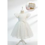 Neva Baby Boutique Kız Çocuk Beyaz Dantel Taşlı Kabarık Abiye Elbise | Mezuniyet - Düğün - Özel Gün Elbise | Toka Hediye (5–11Yaş)