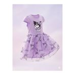 Neva Baby Boutique Kuromi Baskılı Mor Kısa Kollu Kız Çocuk Tüllü Tütü Elbise – Doğum Günü / Özel Gün / Parti 3-8 Yaş