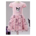 Neva Baby Boutique Pembe Kız Çocuk Krumi Kalp Baskılı Kısa Kollu Tüllü Tütü Elbise – Doğum Günü / Özel Gün / Parti 3-8 Yaş