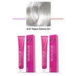 Neva Color TYC71B9698A702F40DCA1E200 2 Li Set Premium 0.01 Yoğun Gümüş Gri - Kalıcı Krem Saç Boyası 2 X 50 G Tüp
