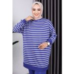 Neva İki Iplikli Tesettür Tunik Çizgili Sweatshirt